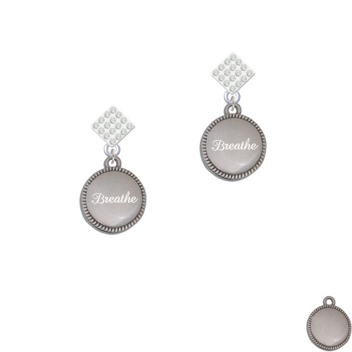 Stainless Steel Breathe on Flange White Clear Crystal Diamond-Shape Earrings