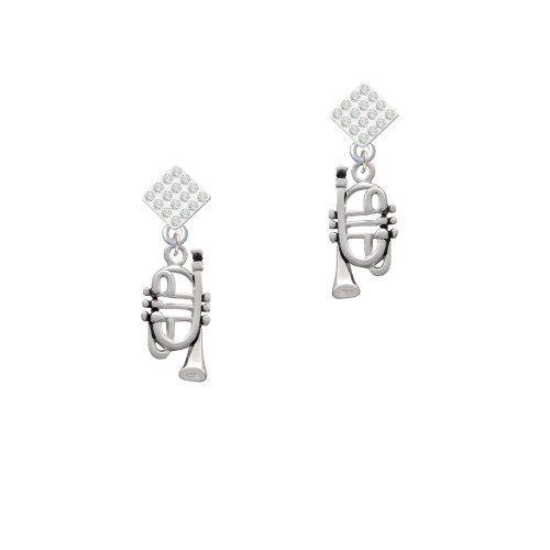 Cornet White Clear Crystal Diamond-Shape Earrings