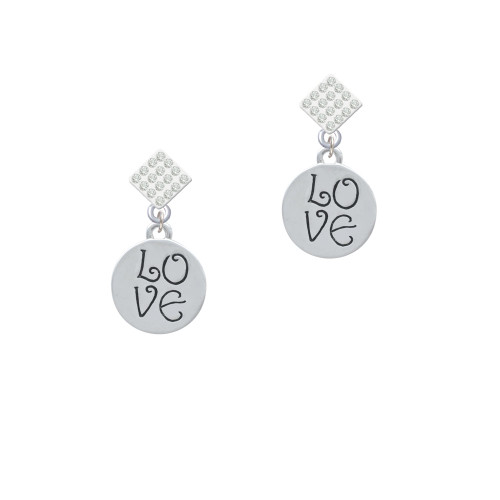 Love Circle White Clear Crystal Diamond-Shape Earrings