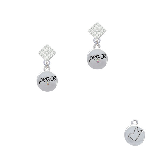 Peace with AB Crystal and Dove White Clear Crystal Diamond-Shape Earrings
