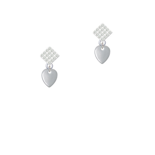 Mini Guitar Pick White Clear Crystal Diamond-Shape Earrings