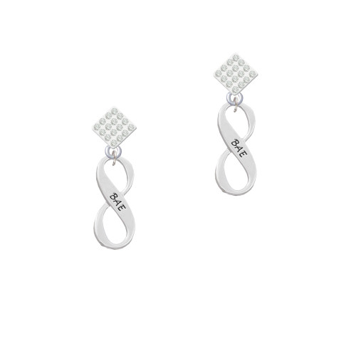 BAE Infinity Sign White Clear Crystal Diamond-Shape Earrings
