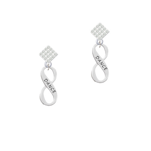 Dance Infinity Sign White Clear Crystal Diamond-Shape Earrings