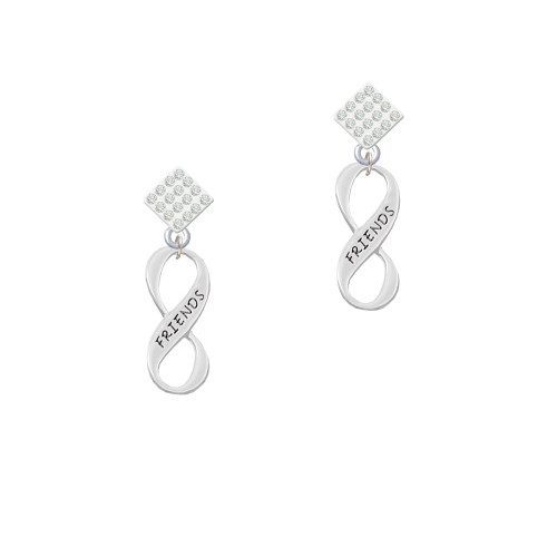 Friends Infinity Sign White Clear Crystal Diamond-Shape Earrings