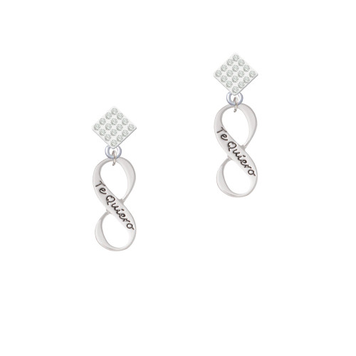 Te Quiero Infinity Sign White Clear Crystal Diamond-Shape Earrings