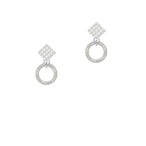 Tia Eternity Ring White Clear Crystal Diamond-Shape Earrings