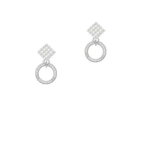 Friends Eternity Ring White Clear Crystal Diamond-Shape Earrings