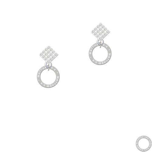 Matthew 5:4 Eternity Ring White Clear Crystal Diamond-Shape Earrings