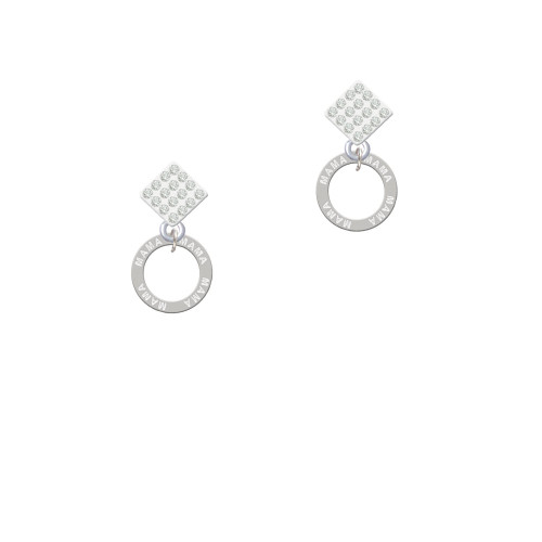 Mama Eternity Ring White Clear Crystal Diamond-Shape Earrings