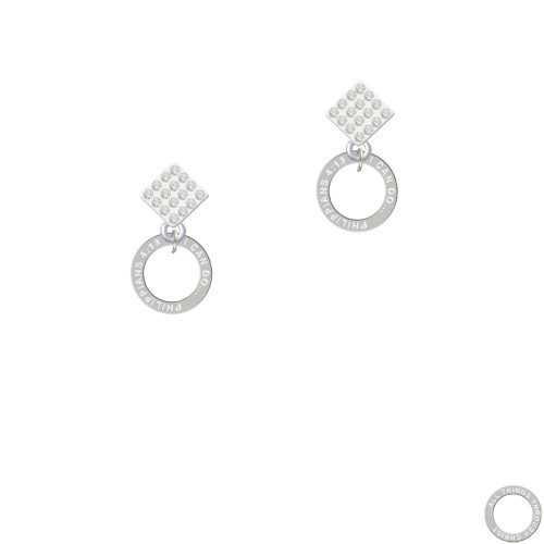 Philippians 4:13 Eternity Ring White Clear Crystal Diamond-Shape Earrings