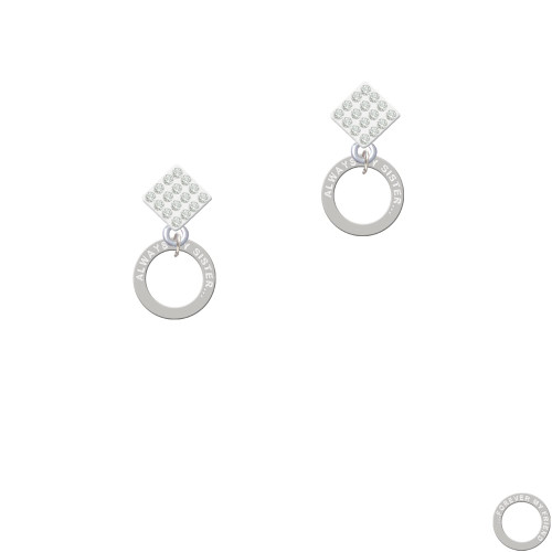 Always My Sister Eternity Ring White Clear Crystal Diamond-Shape Earrings