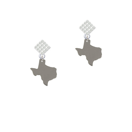 Blank Texas 2/3" White Clear Crystal Diamond-Shape Earrings