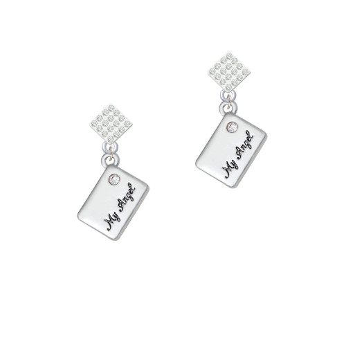 My Angel Envelope White Clear Crystal Diamond-Shape Earrings