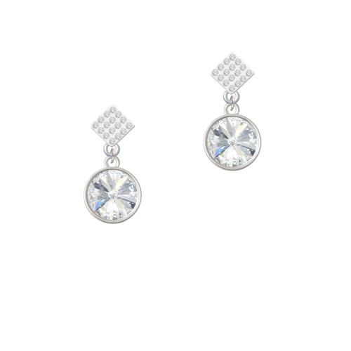 12mm Crystal Rivoli - Clear White Clear Crystal Diamond-Shape Earrings