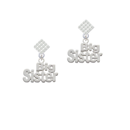 Big Sister White Clear Crystal Diamond-Shape Earrings