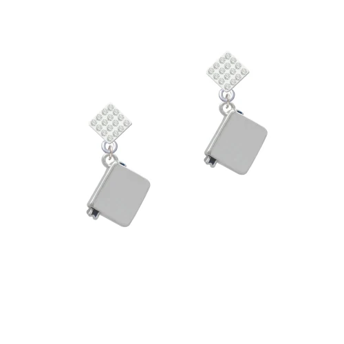 Book White Clear Crystal Diamond-Shape Earrings