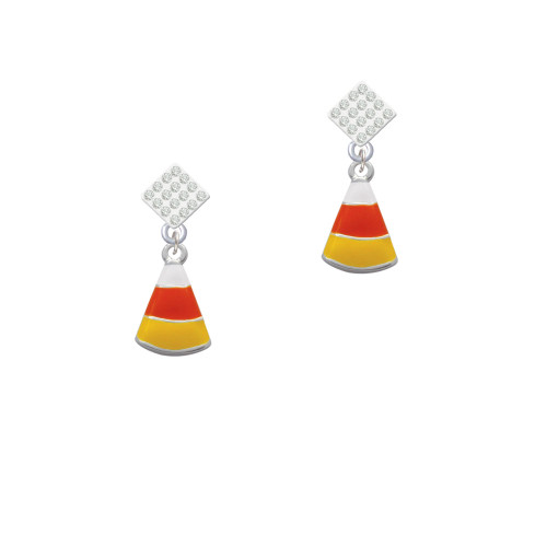 Candy Corn White Clear Crystal Diamond-Shape Earrings
