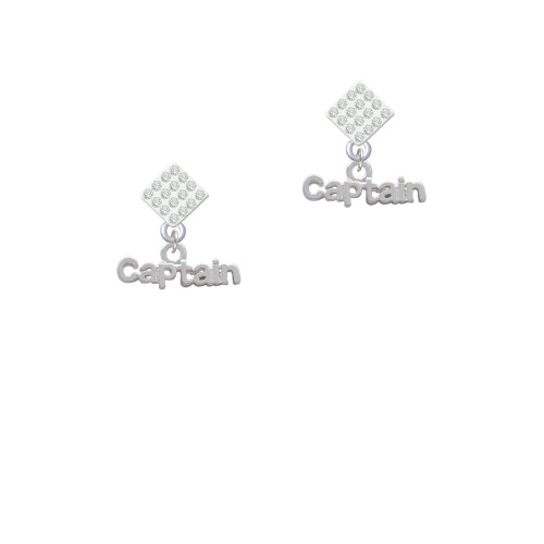 Captain White Clear Crystal Diamond-Shape Earrings