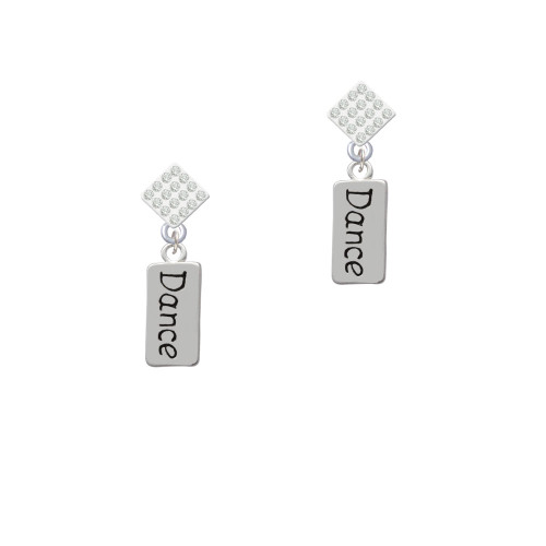 Dance White Clear Crystal Diamond-Shape Earrings