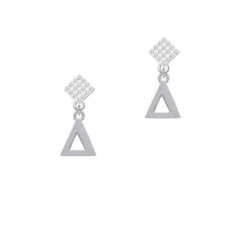 Large Greek Letter - Delta - White Clear Crystal Diamond-Shape Earrings