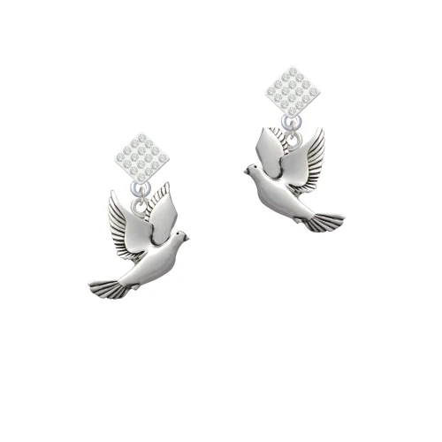 Dove White Clear Crystal Diamond-Shape Earrings