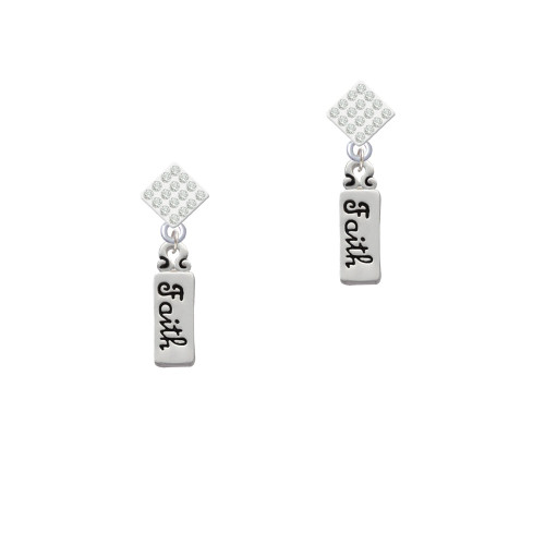 Faith White Clear Crystal Diamond-Shape Earrings