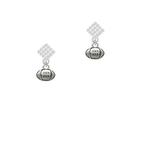 Mini Football White Clear Crystal Diamond-Shape Earrings