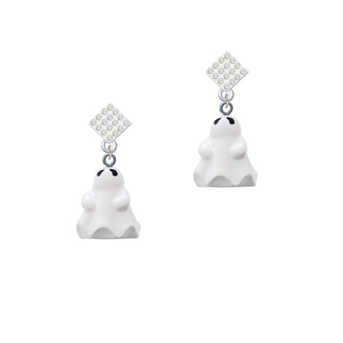 Resin Ghost White Clear Crystal Diamond-Shape Earrings