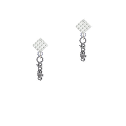 Goalie White Clear Crystal Diamond-Shape Earrings