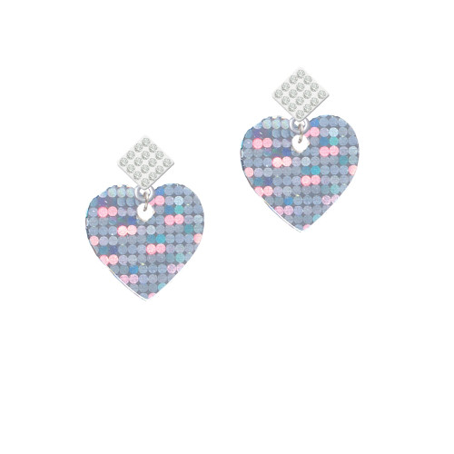Acrylic Small Hologram Heart White Clear Crystal Diamond-Shape Earrings
