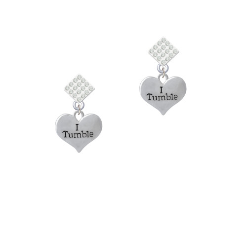 I Tumble Heart White Clear Crystal Diamond-Shape Earrings
