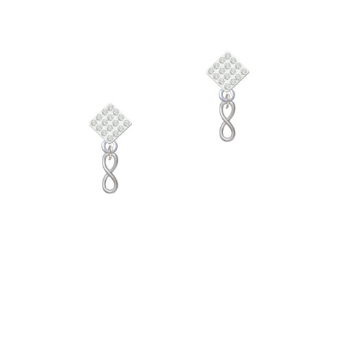 Mini Infinity Sign White Clear Crystal Diamond-Shape Earrings