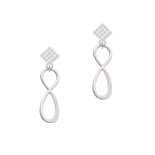 Large Elegant Infinity Sign White Clear Crystal Diamond-Shape Earrings