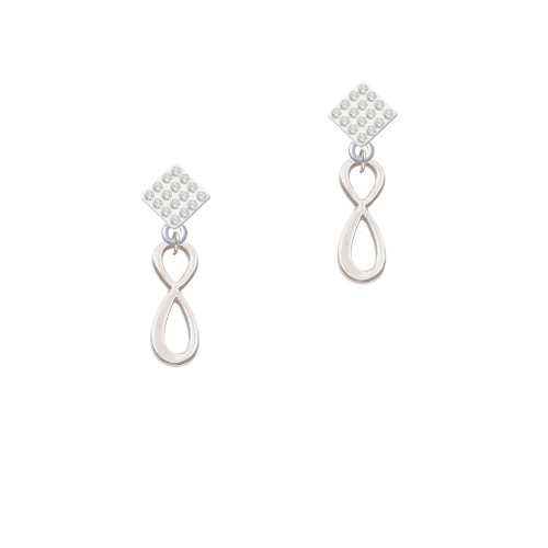 Medium Elegant Infinity Sign White Clear Crystal Diamond-Shape Earrings