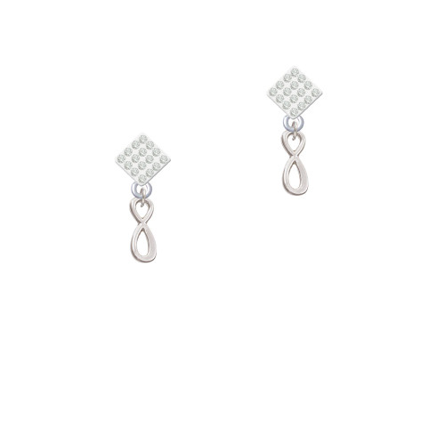 Small Elegant Infinity Sign White Clear Crystal Diamond-Shape Earrings