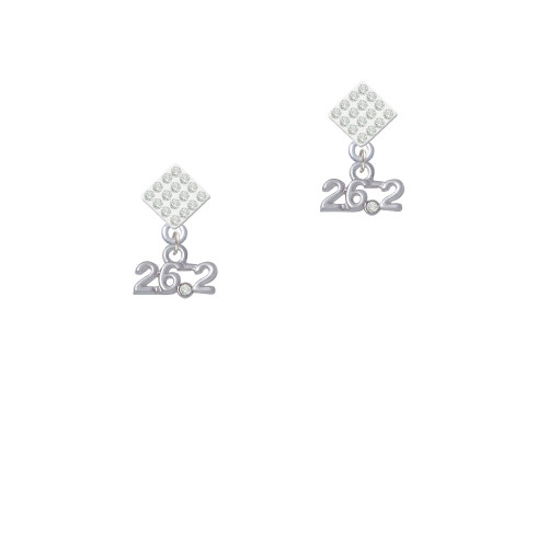 Marathon - 26.2 with Clear Crystal White Clear Crystal Diamond-Shape Earrings