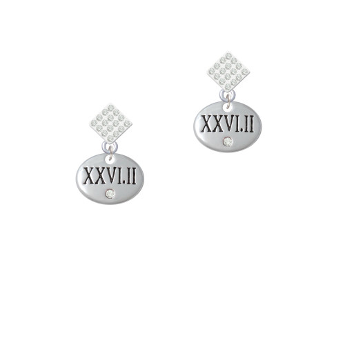 Marathon with Clear Crystal Roman Numeral White Clear Crystal Diamond-Shape Earrings