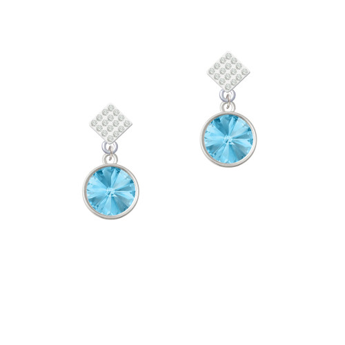 12mm Crystal Rivoli - Hot Blue White Clear Crystal Diamond-Shape Earrings