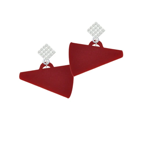 Acrylic 1.25" Maroon Megaphone White Clear Crystal Diamond-Shape Earrings