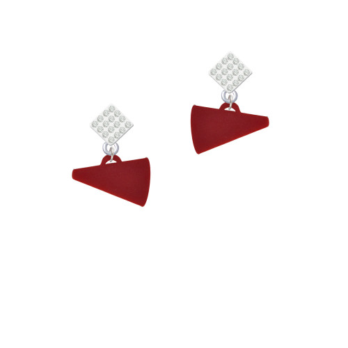 Acrylic 3/4" Maroon Megaphone White Clear Crystal Diamond-Shape Earrings