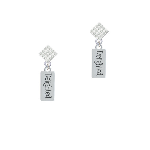 Delighted Rectangle White Clear Crystal Diamond-Shape Earrings