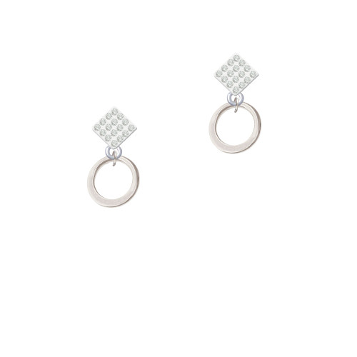 Medium Karma Ring White Clear Crystal Diamond-Shape Earrings