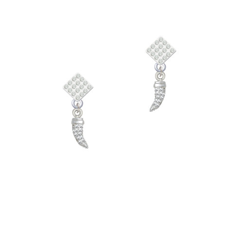 Small Crystal Sabre Tooth White Clear Crystal Diamond-Shape Earrings
