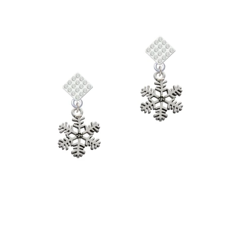 Snowflake White Clear Crystal Diamond-Shape Earrings