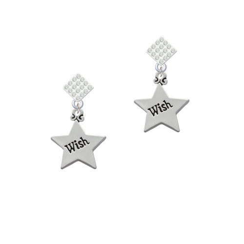 Wish Star White Clear Crystal Diamond-Shape Earrings