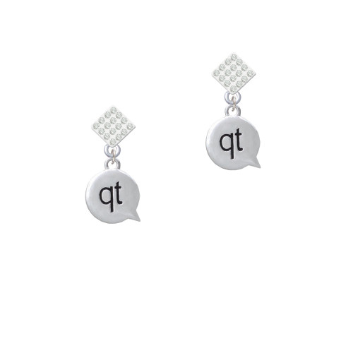 Text Chat - qt - Cutie - White Clear Crystal Diamond-Shape Earrings