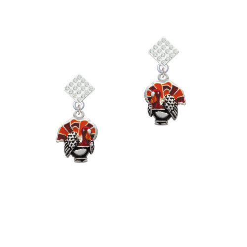 Turkey White Clear Crystal Diamond-Shape Earrings