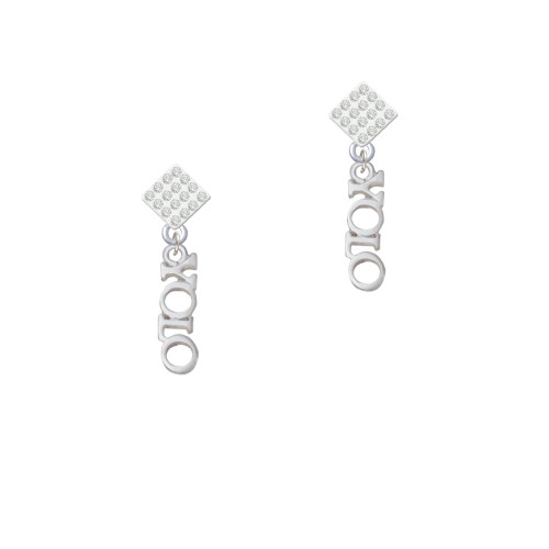 Small YOLO White Clear Crystal Diamond-Shape Earrings