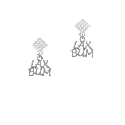 LAX BUM White Clear Crystal Diamond-Shape Earrings