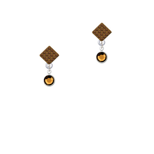Crystal Brown Channel Drop Brown Crystal Diamond-Shape Earrings